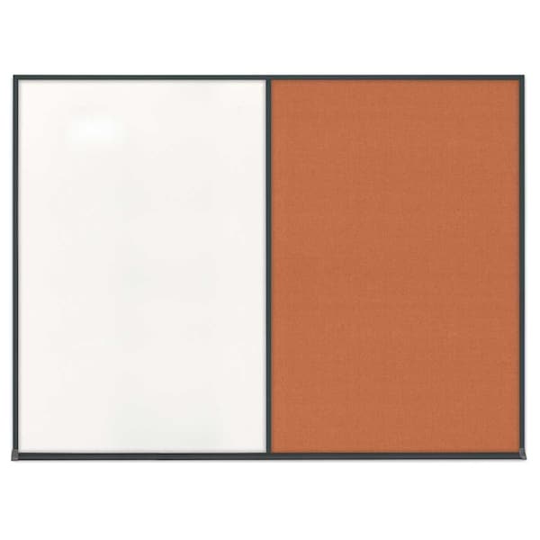 United Visual Products Double Door Radius Corkboard, 42"X32", S UV80025-SATIN-PEARL - main